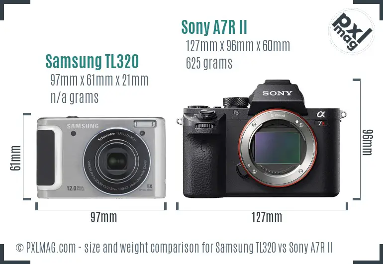 Samsung TL320 vs Sony A7R II size comparison