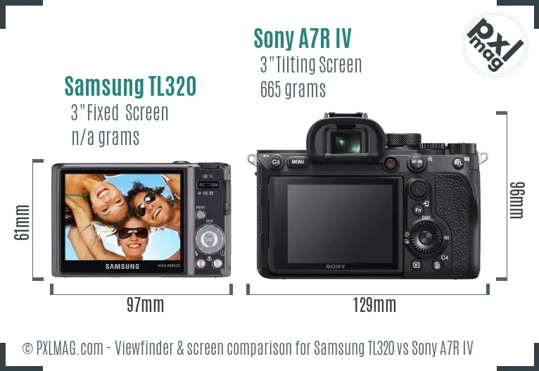 Samsung TL320 vs Sony A7R IV Screen and Viewfinder comparison
