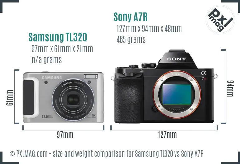 Samsung TL320 vs Sony A7R size comparison