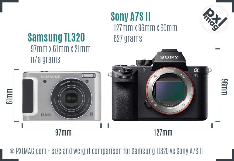 Samsung TL320 vs Sony A7S II size comparison