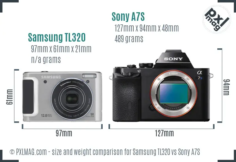 Samsung TL320 vs Sony A7S size comparison