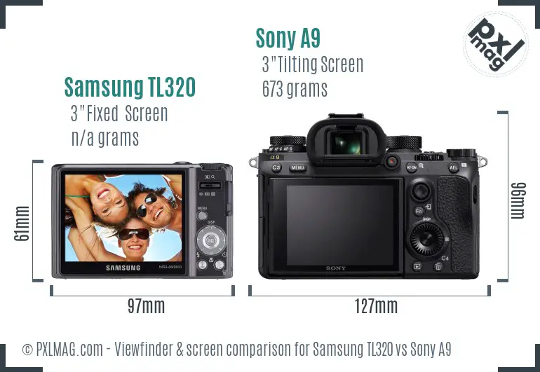 Samsung TL320 vs Sony A9 Screen and Viewfinder comparison
