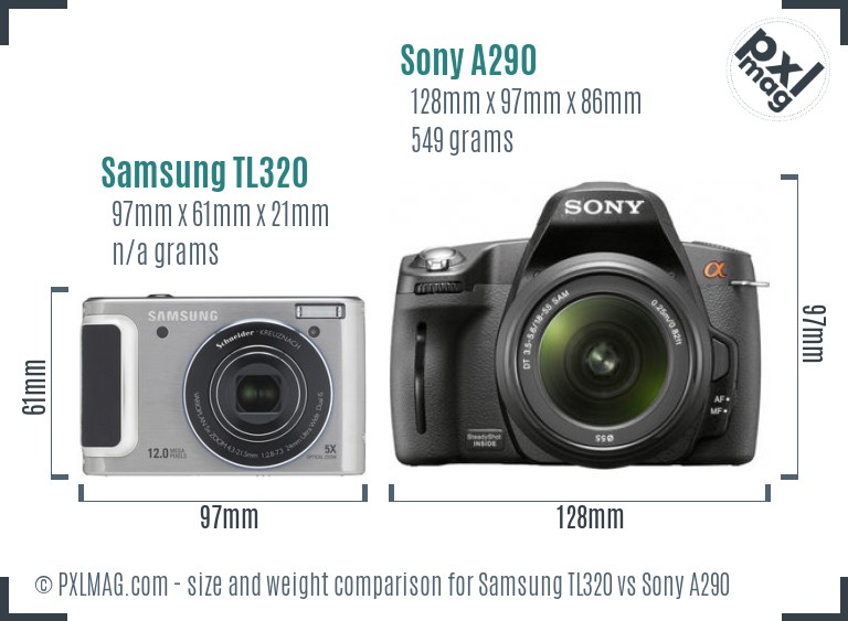 Samsung TL320 vs Sony A290 size comparison Samsung TL320 vs Sony A290 size comparison