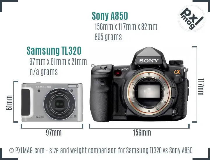 Samsung TL320 vs Sony A850 size comparison Samsung TL320 vs Sony A850 size comparison