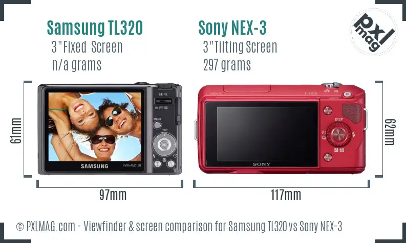 Samsung TL320 vs Sony NEX-3 Screen and Viewfinder comparison