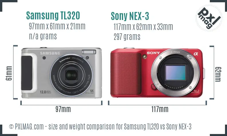 Samsung TL320 vs Sony NEX-3 size comparison