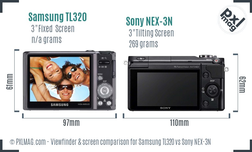 Samsung TL320 vs Sony NEX-3N Screen and Viewfinder comparison