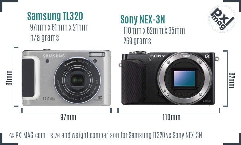 Samsung TL320 vs Sony NEX-3N size comparison