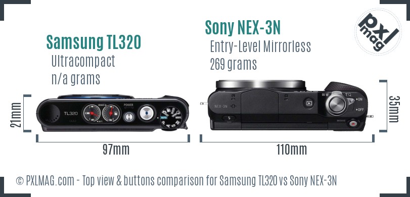 Samsung TL320 vs Sony NEX-3N top view buttons comparison