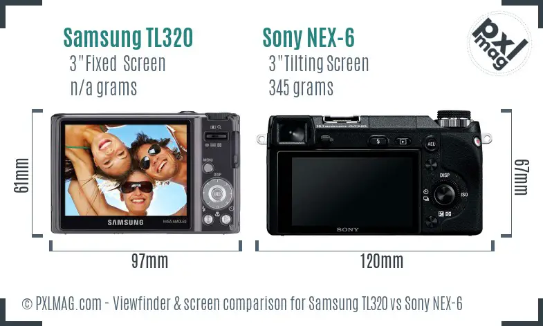 Samsung TL320 vs Sony NEX-6 Screen and Viewfinder comparison Samsung TL320 vs Sony NEX-6 Screen and Viewfinder comparison