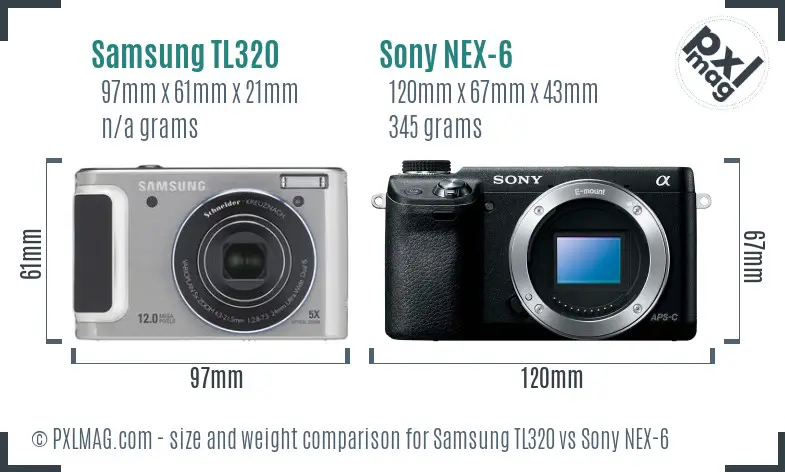 Samsung TL320 vs Sony NEX-6 size comparison Samsung TL320 vs Sony NEX-6 size comparison