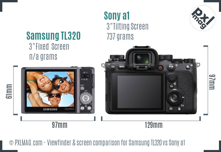 Samsung TL320 vs Sony a1 Screen and Viewfinder comparison