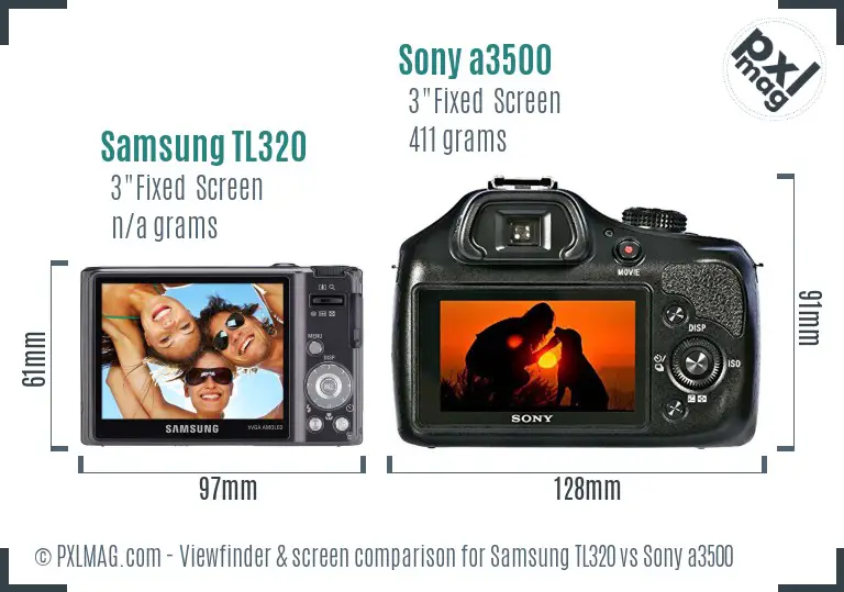 Samsung TL320 vs Sony a3500 Screen and Viewfinder comparison
