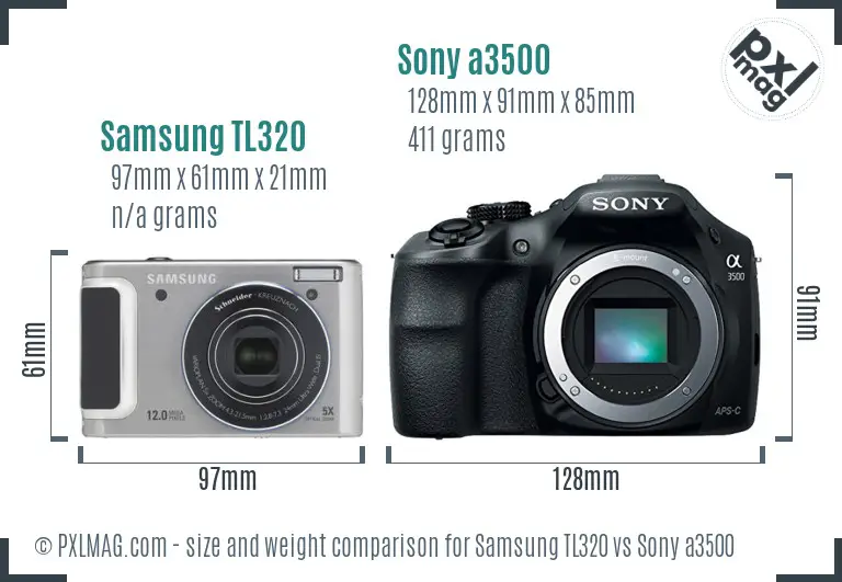 Samsung TL320 vs Sony a3500 size comparison