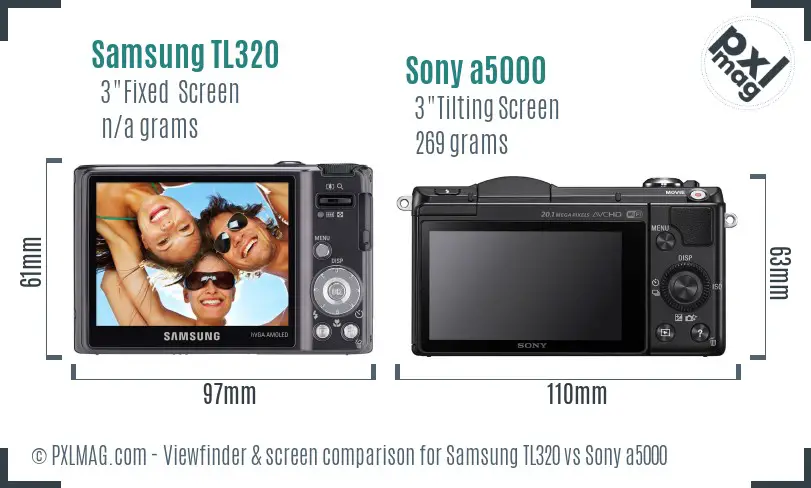 Samsung TL320 vs Sony a5000 Screen and Viewfinder comparison