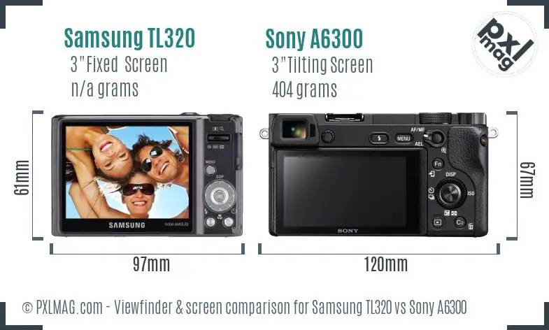 Rear LCD screen comparison Samsung TL320 and Sony A6300