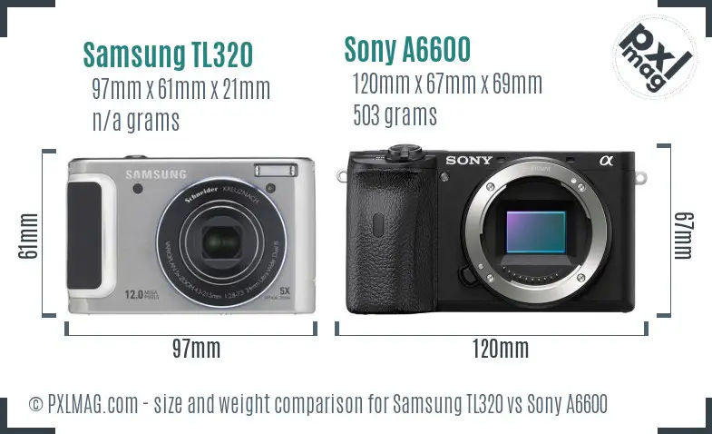 Samsung TL320 vs Sony A6600 size comparison