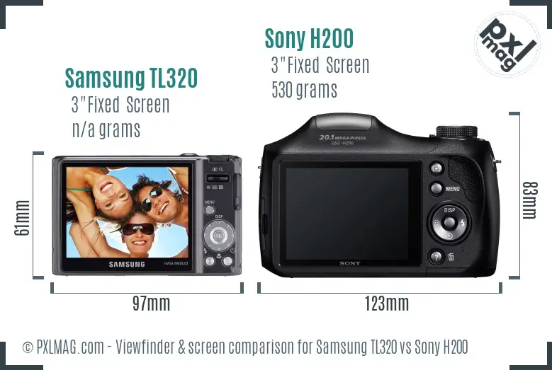 Samsung TL320 vs Sony H200 Screen and Viewfinder comparison Samsung TL320 vs Sony H200 Screen and Viewfinder comparison