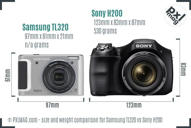 Samsung TL320 vs Sony H200 size comparison Samsung TL320 vs Sony H200 size comparison
