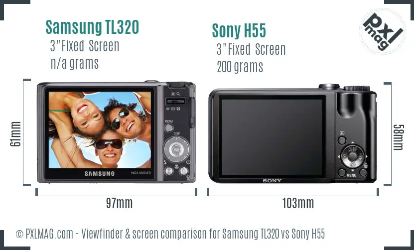 Samsung TL320 vs Sony H55 Screen and Viewfinder comparison