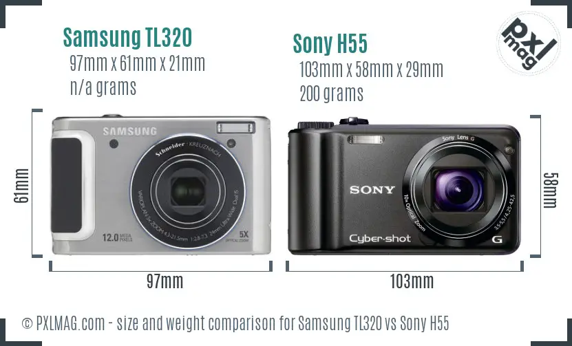 Samsung TL320 vs Sony H55 size comparison Samsung TL320 vs Sony H55 size comparison