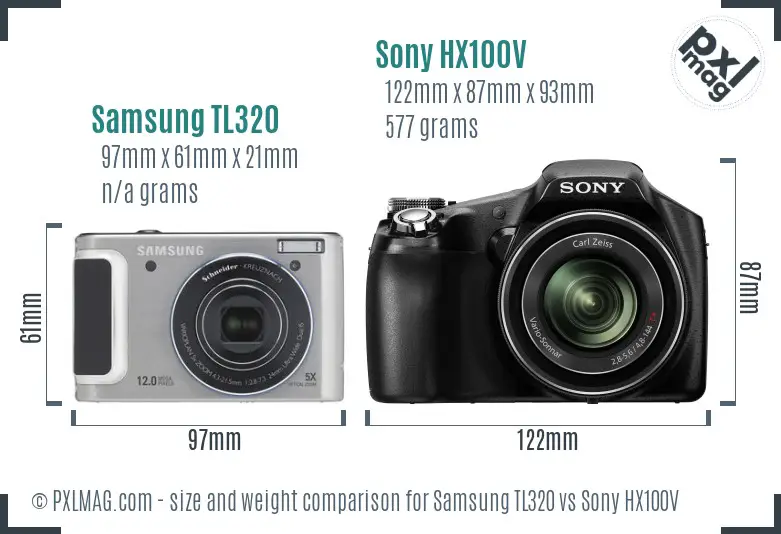 Samsung TL320 vs Sony HX100V size comparison Samsung TL320 vs Sony HX100V size comparison