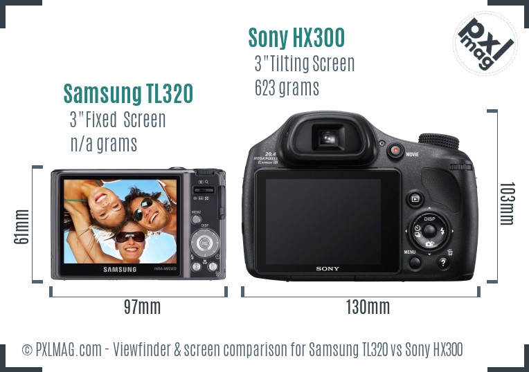 Samsung TL320 vs Sony HX300 Screen and Viewfinder comparison