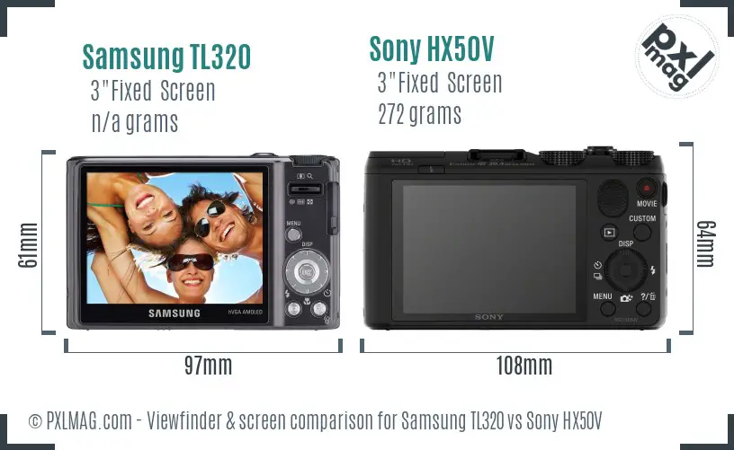 Samsung TL320 vs Sony HX50V Screen and Viewfinder comparison Samsung TL320 vs Sony HX50V Screen and Viewfinder comparison