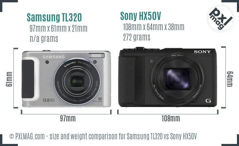 Samsung TL320 vs Sony HX50V size comparison Samsung TL320 vs Sony HX50V size comparison