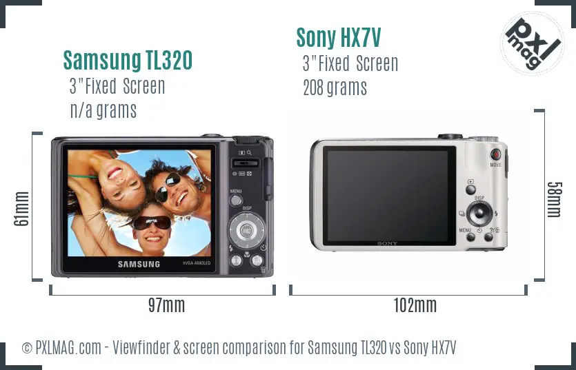Samsung TL320 vs Sony HX7V Screen and Viewfinder comparison Samsung TL320 vs Sony HX7V Screen and Viewfinder comparison