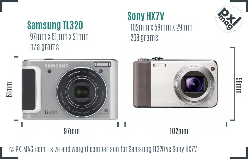 Samsung TL320 vs Sony HX7V size comparison Samsung TL320 vs Sony HX7V size comparison