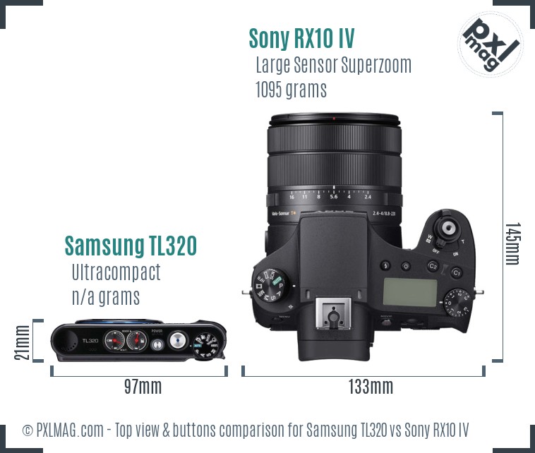 Samsung TL320 vs Sony RX10 IV top view buttons comparison