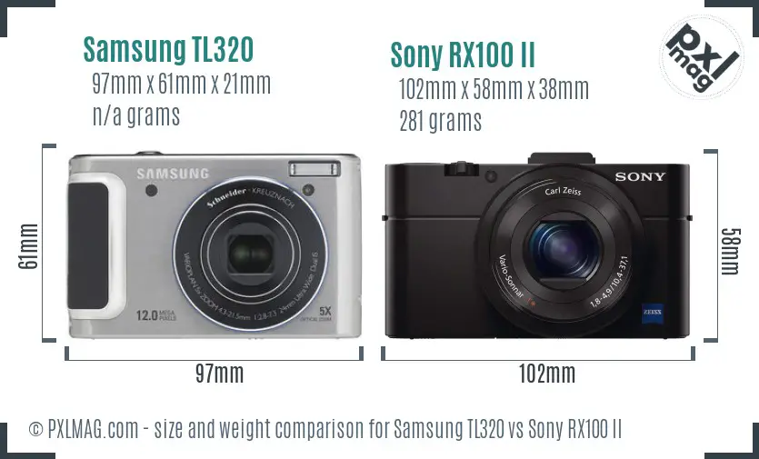 Samsung TL320 vs Sony RX100 II size comparison Samsung TL320 vs Sony RX100 II size comparison