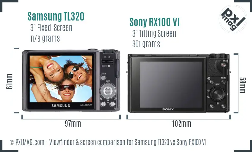 Samsung TL320 vs Sony RX100 VI Screen and Viewfinder comparison Samsung TL320 vs Sony RX100 VI Screen and Viewfinder comparison
