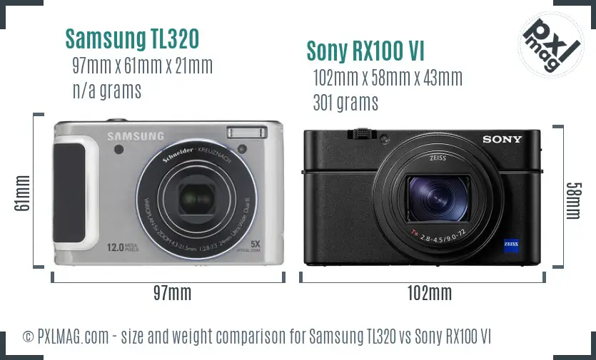 Samsung TL320 vs Sony RX100 VI size comparison Samsung TL320 vs Sony RX100 VI size comparison