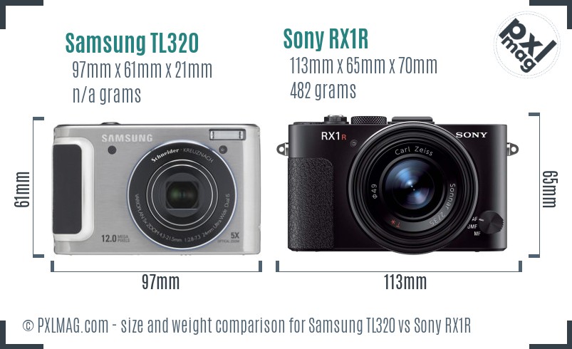 Samsung TL320 vs Sony RX1R size comparison