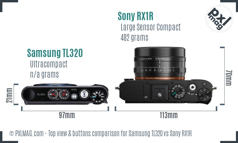 Samsung TL320 vs Sony RX1R top view buttons comparison