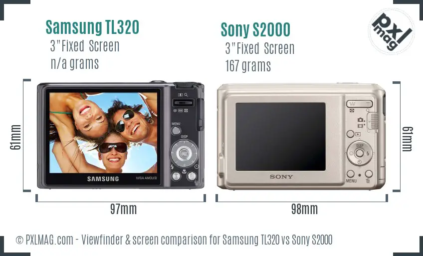 Samsung TL320 vs Sony S2000 Screen and Viewfinder comparison Samsung TL320 vs Sony S2000 Screen and Viewfinder comparison