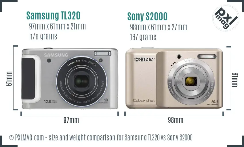 Samsung TL320 vs Sony S2000 size comparison Samsung TL320 vs Sony S2000 size comparison