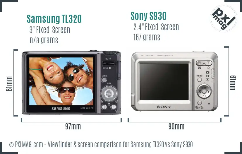 Samsung TL320 vs Sony S930 Screen and Viewfinder comparison Samsung TL320 vs Sony S930 Screen and Viewfinder comparison