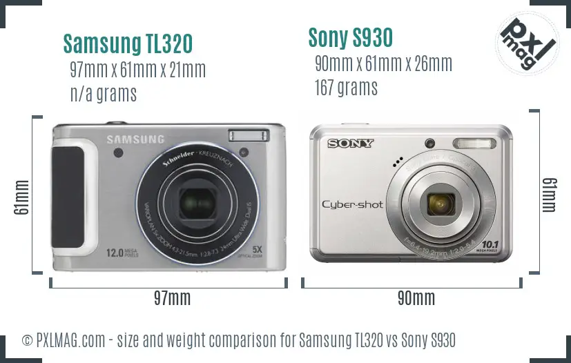 Samsung TL320 vs Sony S930 size comparison Samsung TL320 vs Sony S930 size comparison