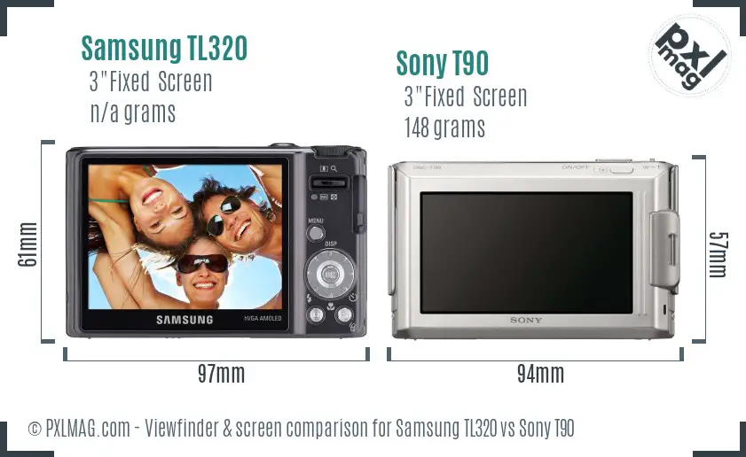 Samsung TL320 vs Sony T90 Screen and Viewfinder comparison