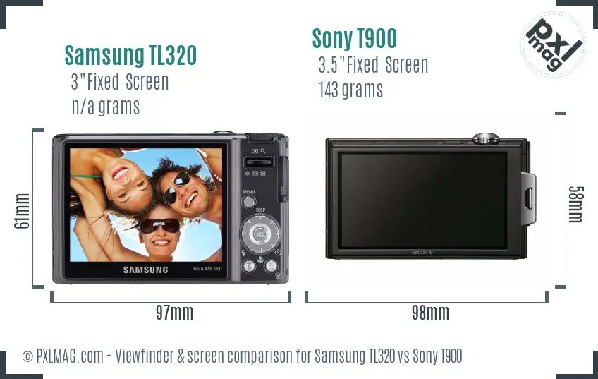 Samsung TL320 vs Sony T900 Screen and Viewfinder comparison