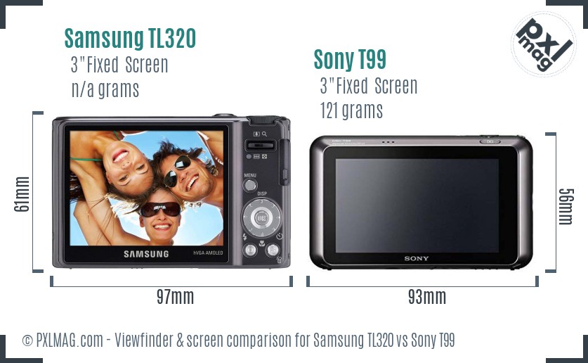Samsung TL320 vs Sony T99 Screen and Viewfinder comparison