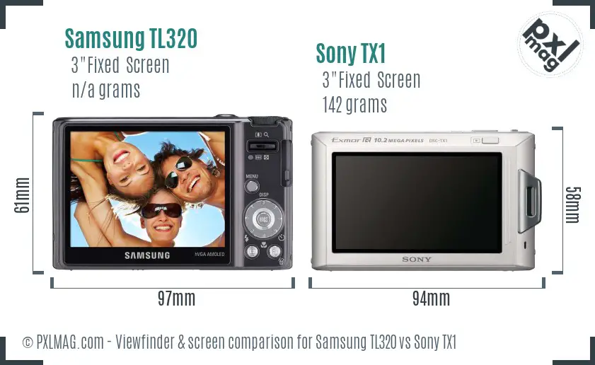 Samsung TL320 vs Sony TX1 Screen and Viewfinder comparison