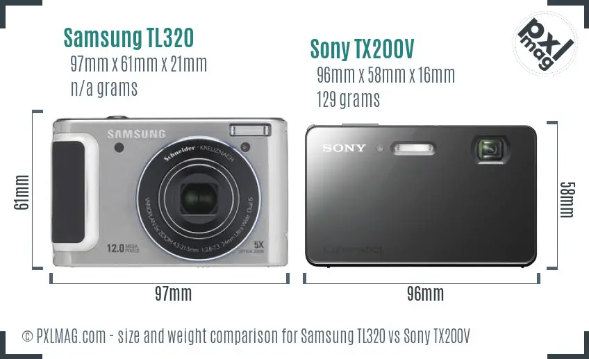 Samsung TL320 vs Sony TX200V size comparison