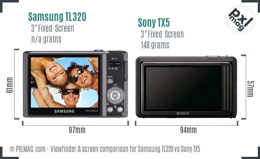 Samsung TL320 vs Sony TX5 Screen and Viewfinder comparison
