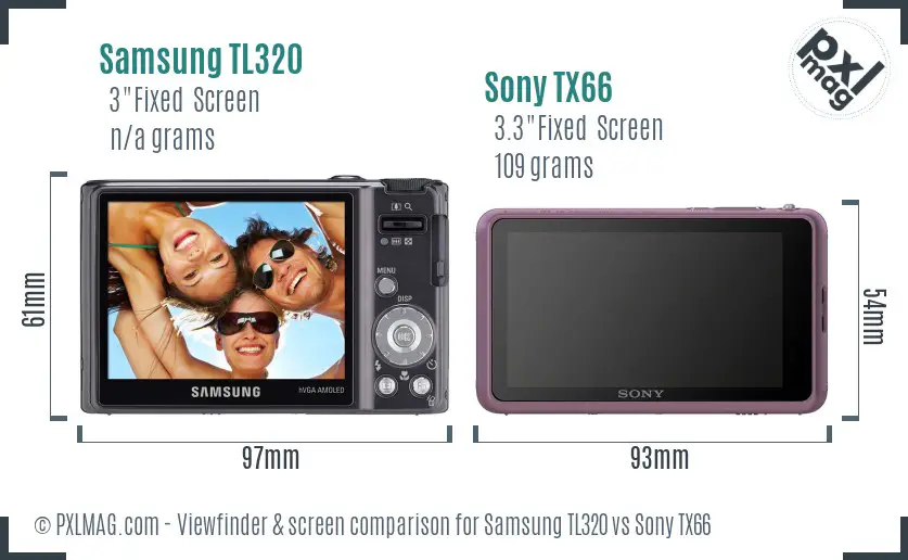 Samsung TL320 vs Sony TX66 Screen and Viewfinder comparison