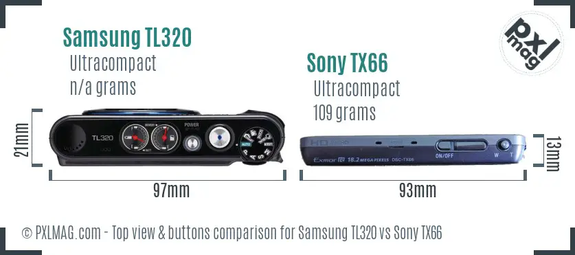 Samsung TL320 vs Sony TX66 top view buttons comparison