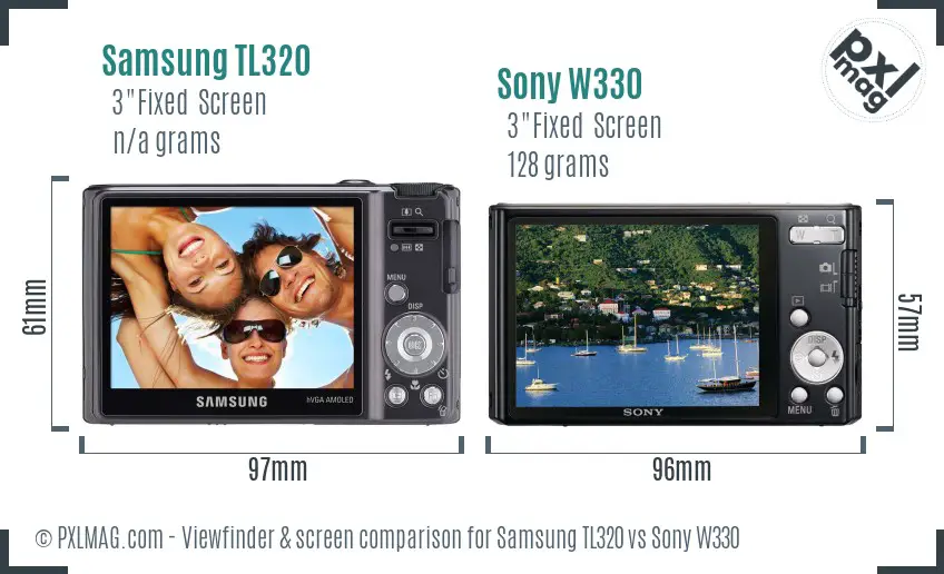 Samsung TL320 vs Sony W330 Screen and Viewfinder comparison